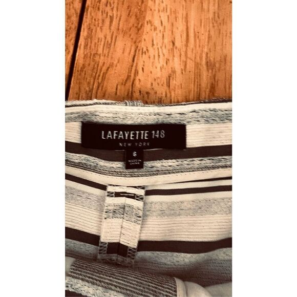 Lafayette 148 Rivington Bermuda SHorts Mica Stripe SZ 6 Linen Blend - Picture 5 of 9